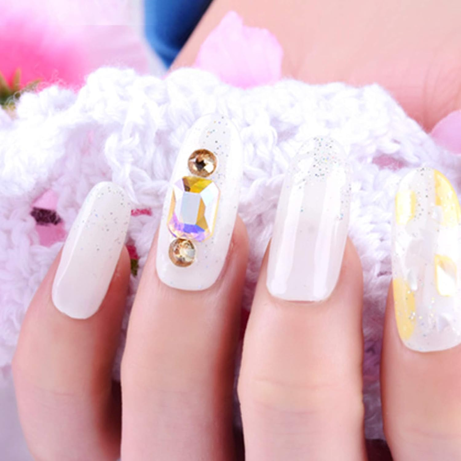 10 Grains Nail Art Rhinestones Nail Gemstone Rhinestone Decorative Nail Octagon Flat Diamond Transparent image number 1