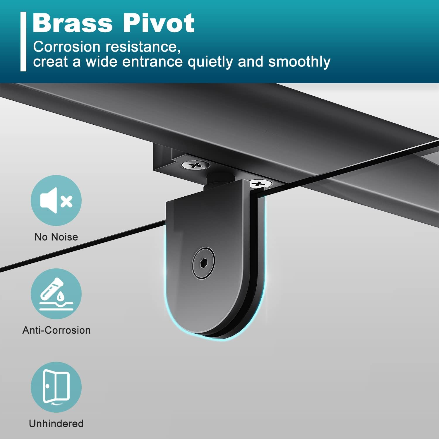 ELEGANT Semi-Frameless Shower Doors, Black Pivot Door, 5Mm Safety Glass Rail Adjustable, Fits 80-90Cm, Reversible Shower Enclosure Cubicle image number 2