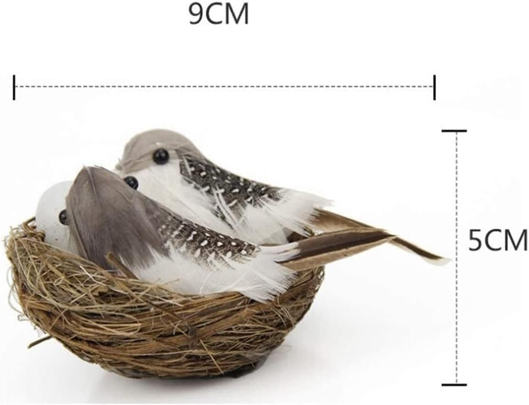 1Set Simulation Bird Nest with Bird and Eggs Decor,Fake Foam Feather Birds,Artificial Birds,For DIY Craft Tree Decoration Artificial Plants and Flowers,Home Decor