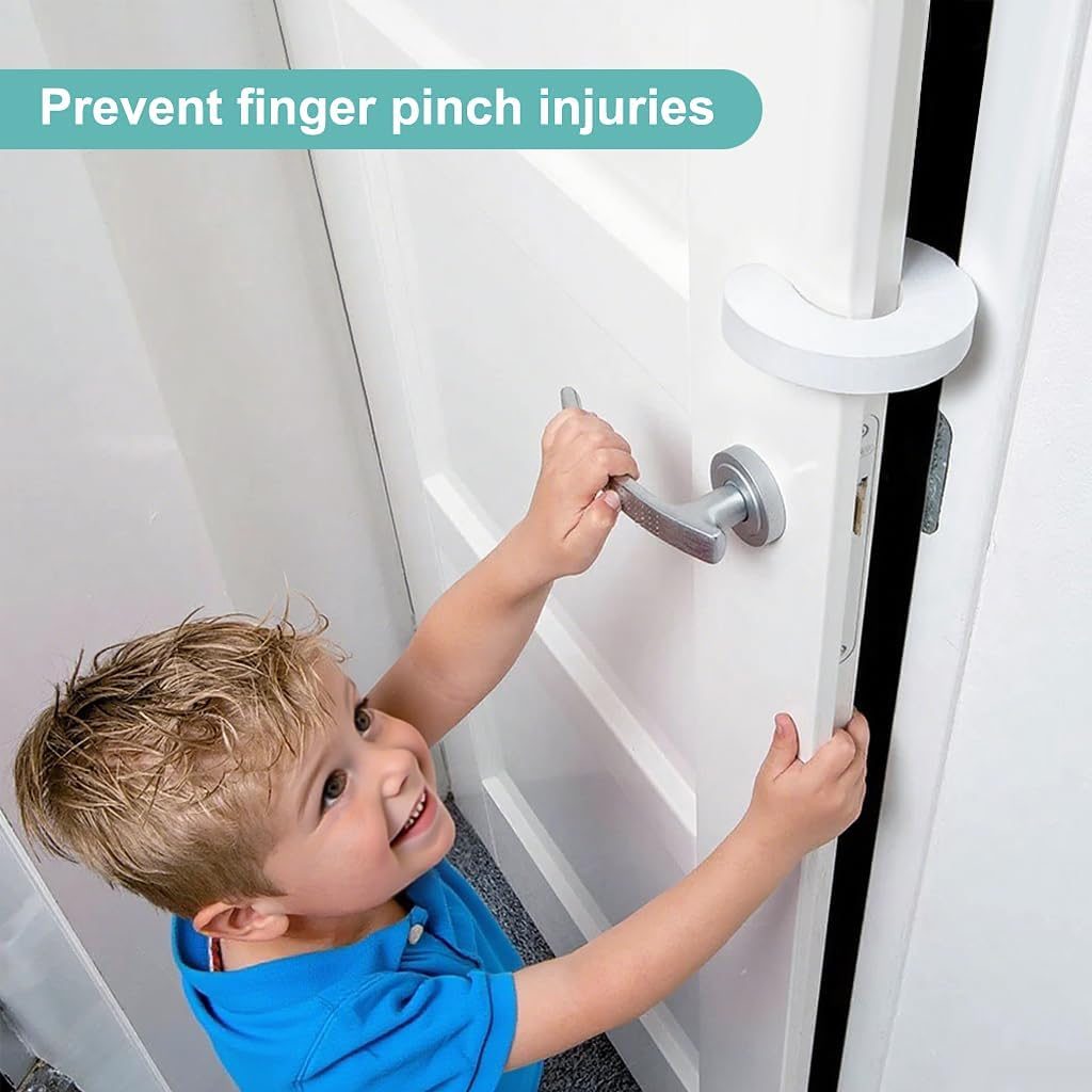 Door Finger Guards, 6 Pcs Baby Proof Door Slam Stoppers, White Foam Door Safety for Children for Preventing Finger Pinch Injuries, Safety Door Protector for Baby Child Pet Finger Protection image number 6