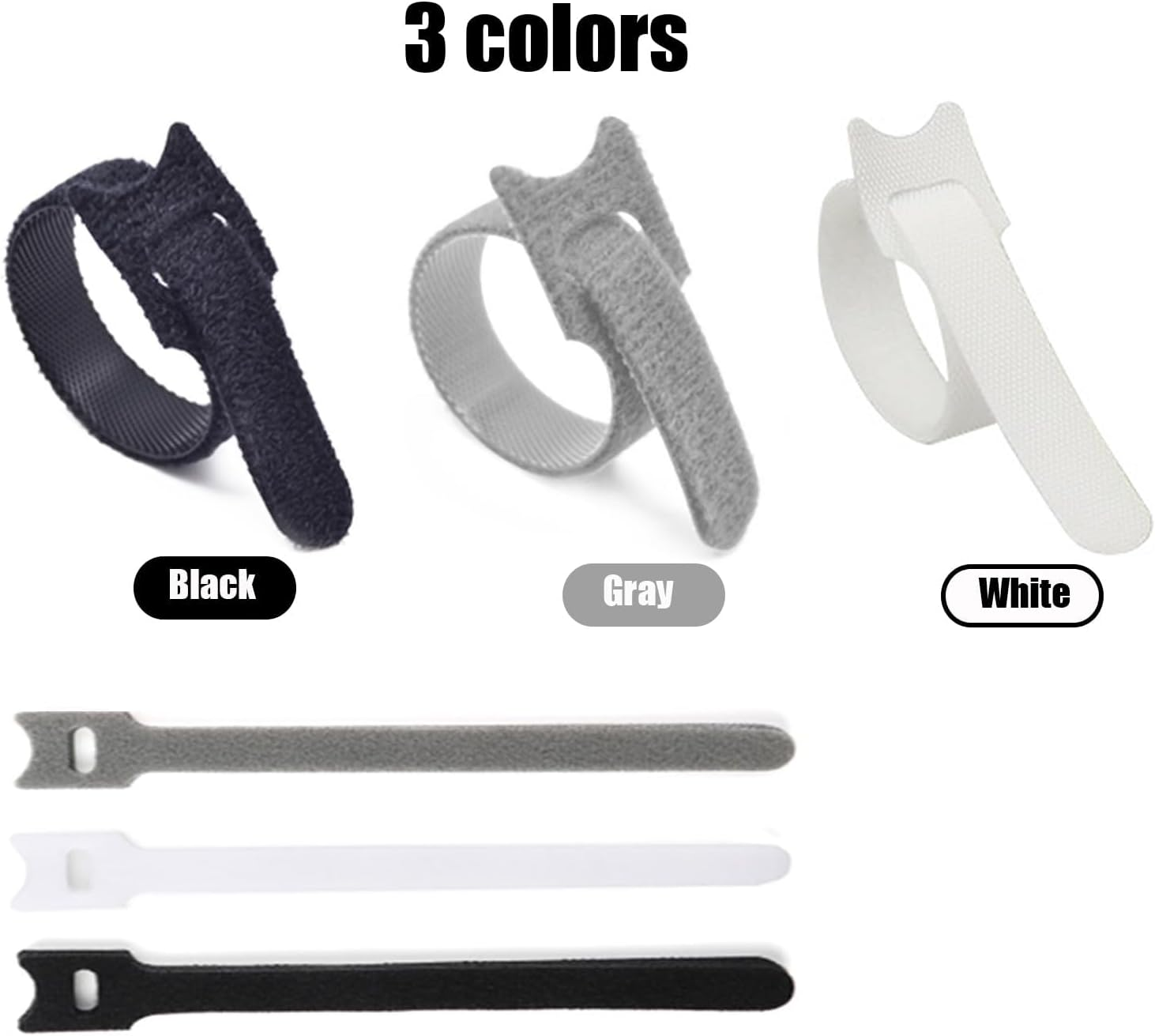 Cable Ties, WADY 100 Pcs Reusable Cable Ties, Adjustable Strap Wire Management, Premium Quality Cable Management Straps for Electrical Cable & Wire Organizer (White, 200Mm X 12Mm) image number 4