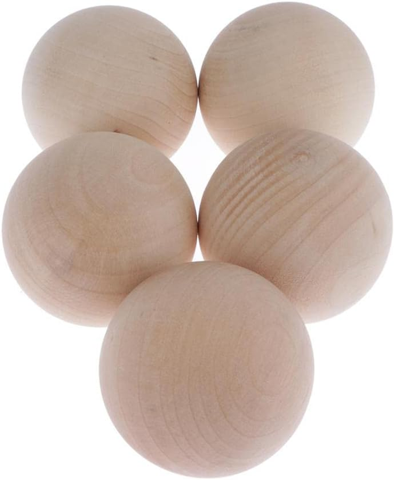 5 Pieces Natural Wood Beads - Beechwood and Hardwood Balls, Solid 60Mm image number 4