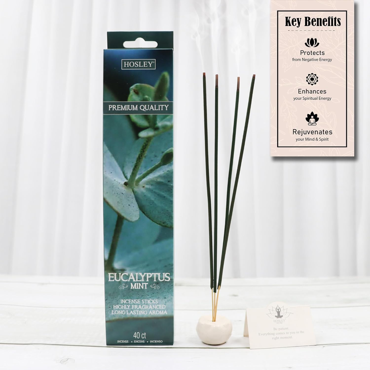 Hosley&reg; 240 Pack of Eucalyptus Mint Fragrance Incense Stick Infused with Essential Oils - Ideal for Wedding, Events, Aromatherapy, Spa, Reiki, Meditation image number 2