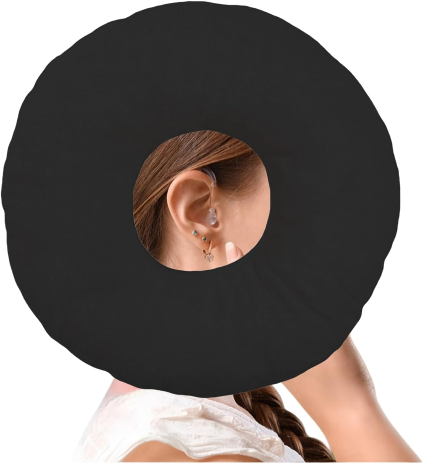 Sanseenia Donut Pillow, Ear Piercing Pillow for Side Sleepers, Face down Pillow, Small Donut Pillow with Ear Hole, Ear Relief for Ear Pressure and Pain, Ideal for Headphones (Pink)