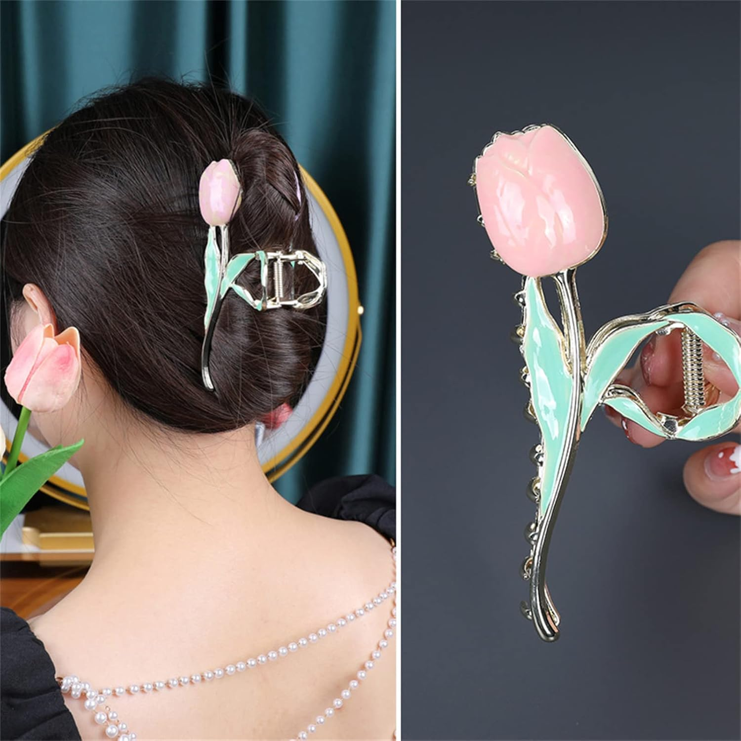 Hair Clips for Women, Cute Claw Clip, Creative Hair Accessories,Pink Tulip image number 1