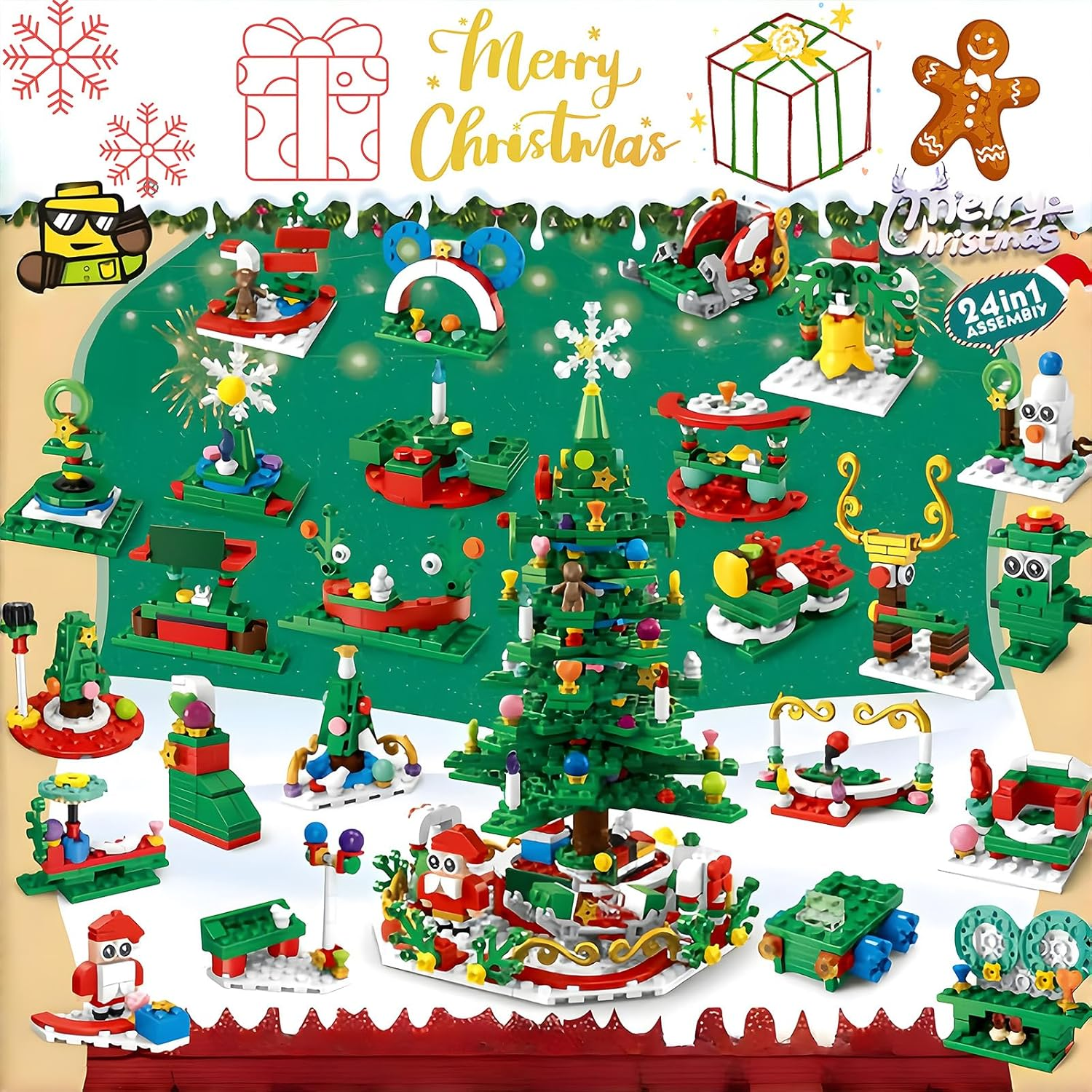 Advent Calendar 2025 Christmas Tree Building Toy Set, 700 Pieces Christmas Countdown Calendar, 24 Days Building Block Surprise Boxes Creative Gifts for Kids Adults Teens Girls Ages 6+ image number 2