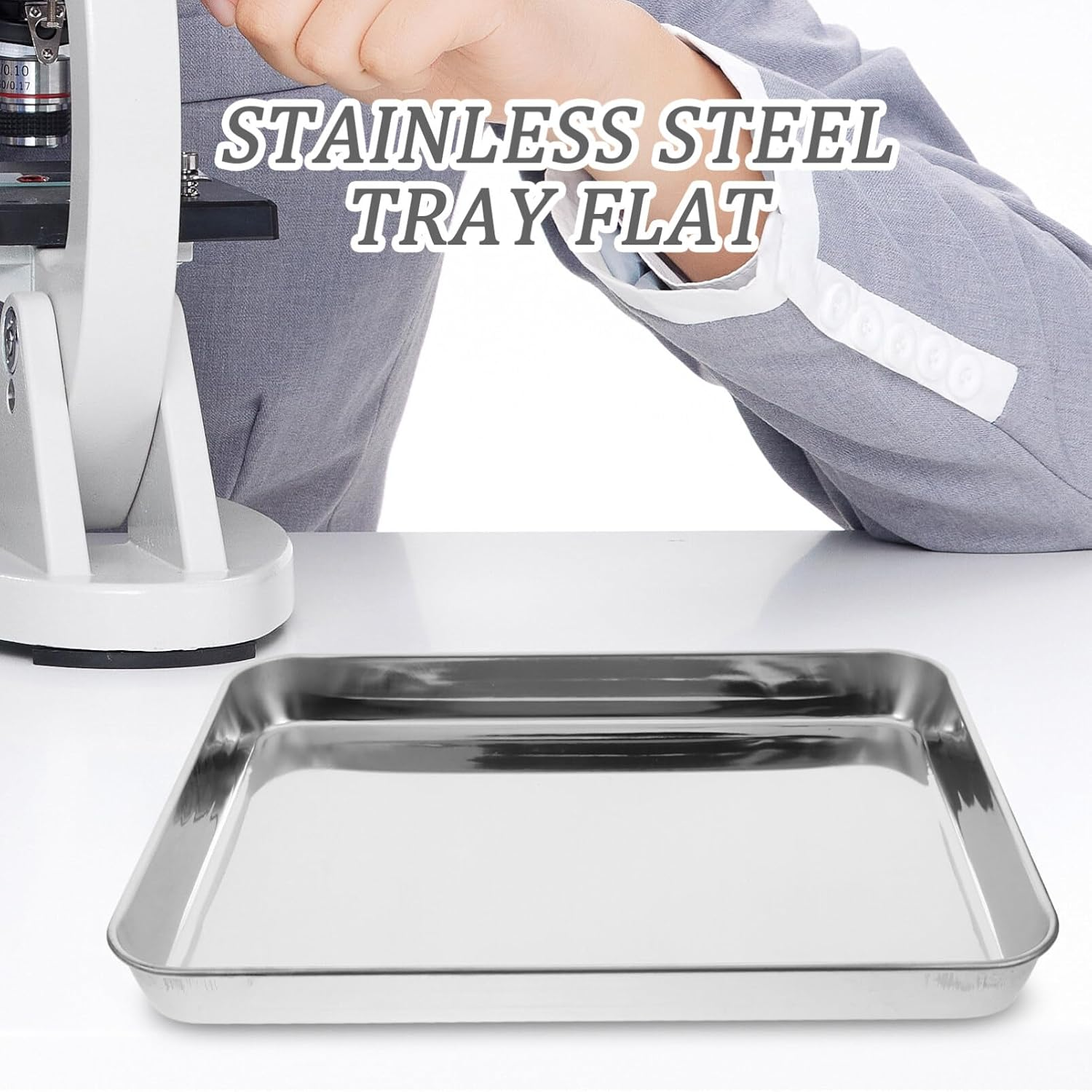 Iplusmile Stainless Steel Tray for Medical Instruments, Flat Tray Medical Storage Tray Tattoo Tool Storage Plate Platter for Medical Instruments image number 1