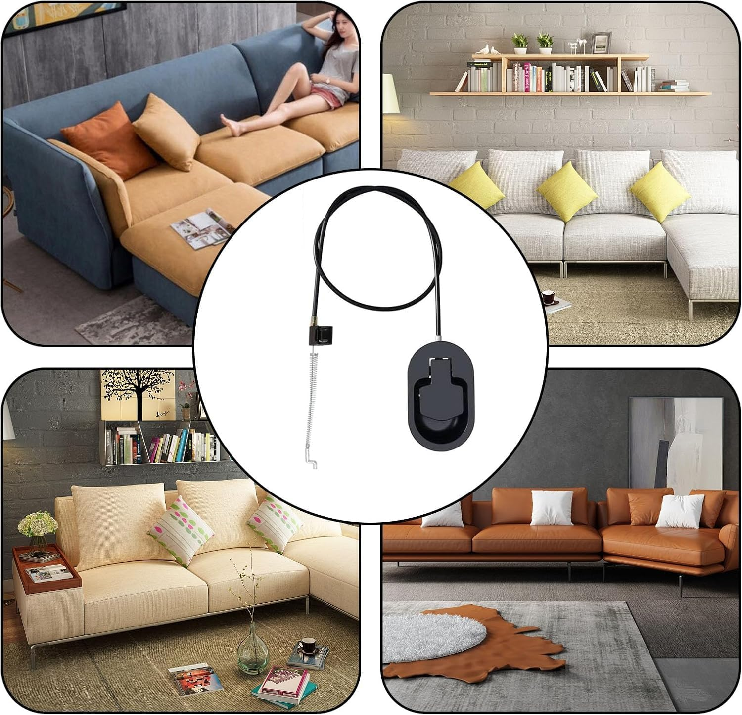 Universal Recliner Pull Handle Replacement, 1Pc Chair Couch Release Lever Pull Handle, Plastic Sofa Chair Recliner Release Pull Handle Replacement Parts with Cable image number 1