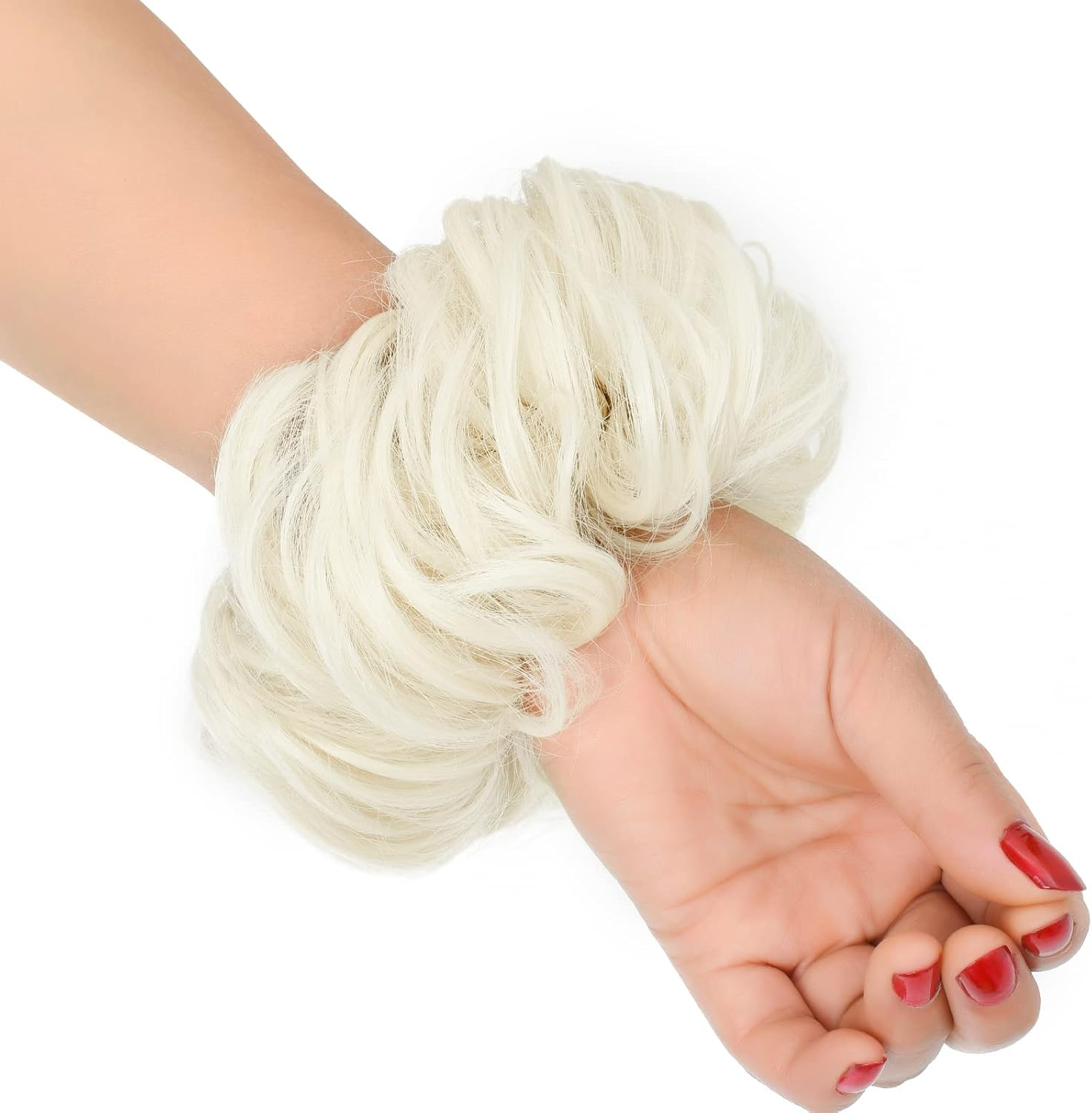 Yamel Messy Bun Hair Pieces for Women Hair Bun Extension Platinum Blonde Updo Curly Messy Bun Scrunchie - Ash Brown (Claw Clip) image number 7