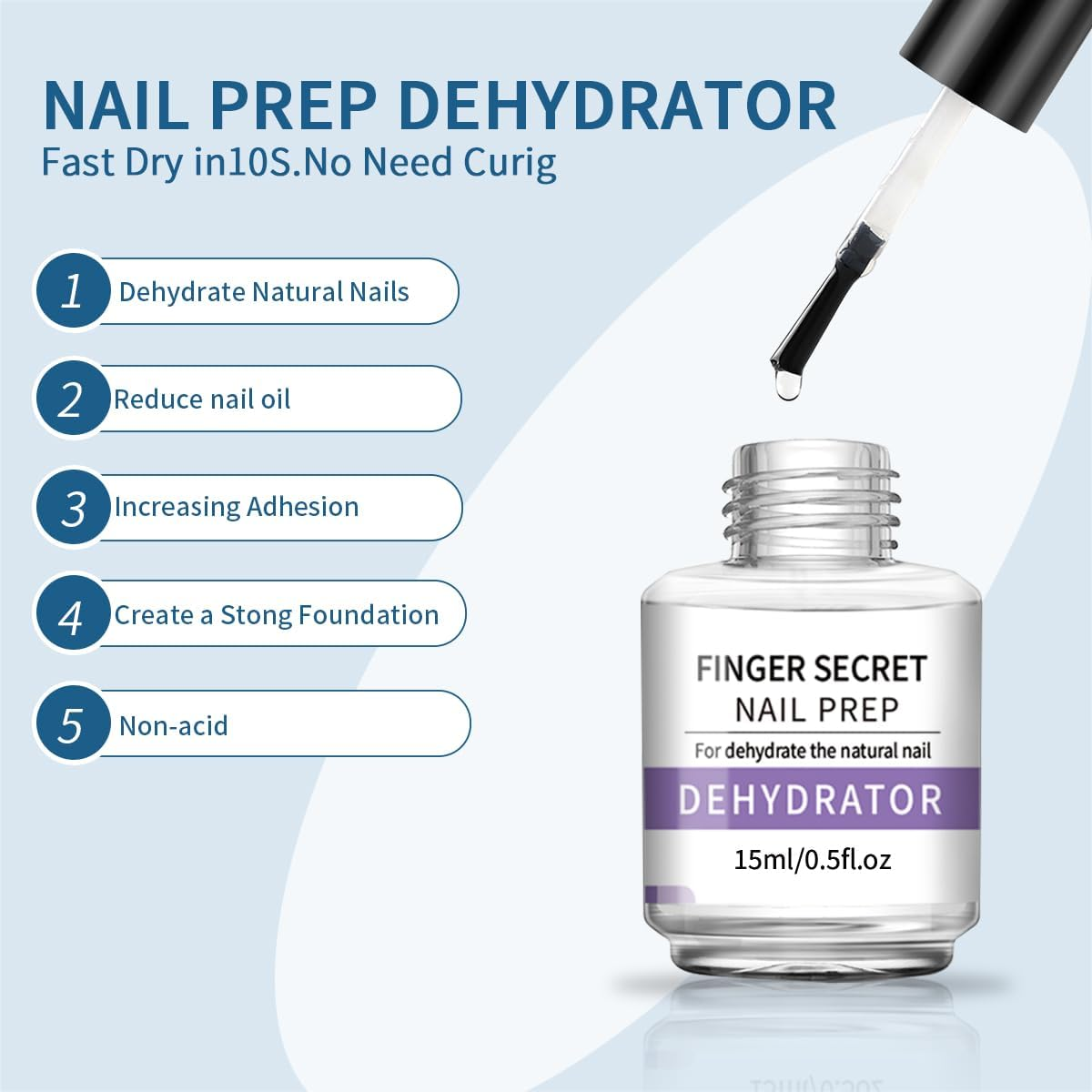 Nail Primer and Dehydrator-Professional Nail Prep Dehydrator and X-Strength Primer Set, Non-Acid Air Dry Nail Prep Kit, No Burn Fast Air Dry, for Natural Nail & UV Gels. - Nail Prepnail Primer image number 3