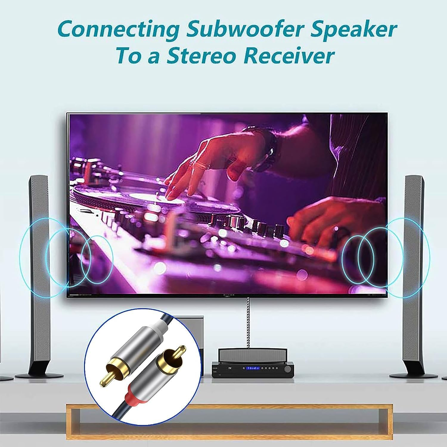 Gold-Plated 2RCA Male to 2RCA Male Stereo Audio Cable 3.3Ft/1M, Double Shielded RCA to RCA Audio Cable for Home Theater, HDTV, Gaming Consoles, Hi-Fi Systems Car Audio Speaker image number 3