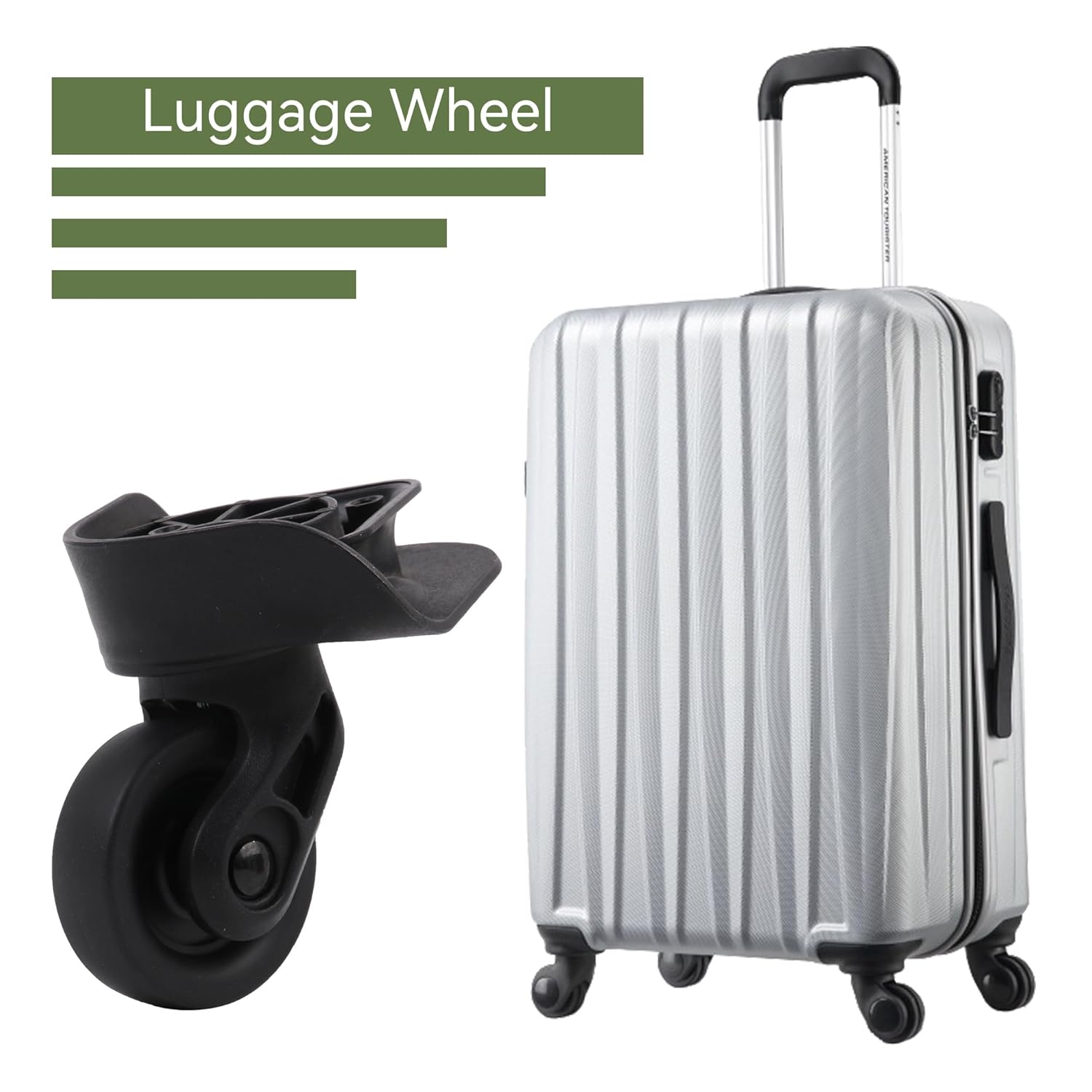 2 Pair Replacement Wheels for Luggage 360 Swivel Suitcase Casters Black 1.42 Inch Black image number 3