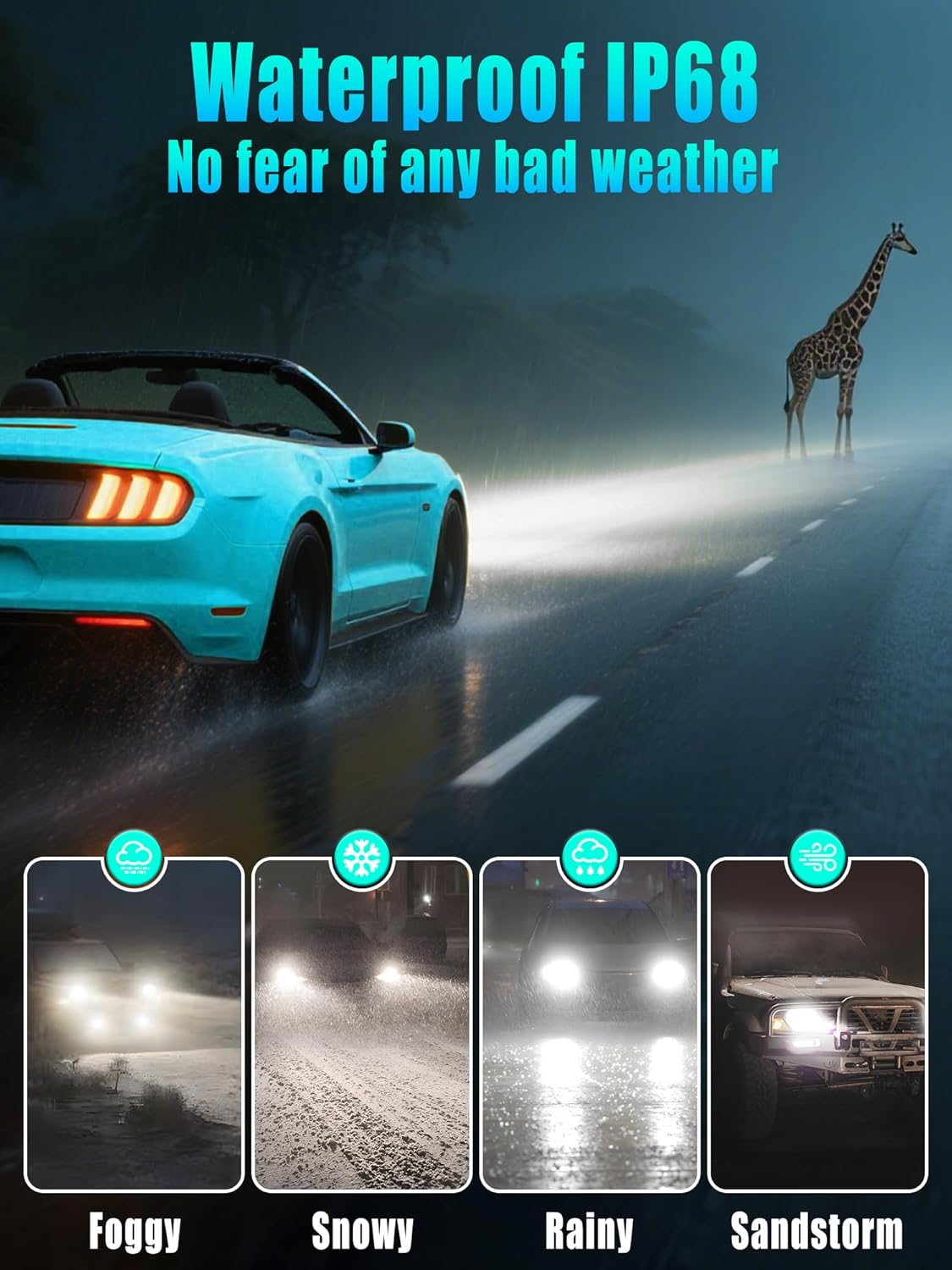 H11 H8 H9 LED Headlight Bulbs, 600% Brightness 28000LM 6500K Xenon White Conversion Kit Plug and Play High/Low Beam Fog Light Bulb, Pack of 2 image number 4