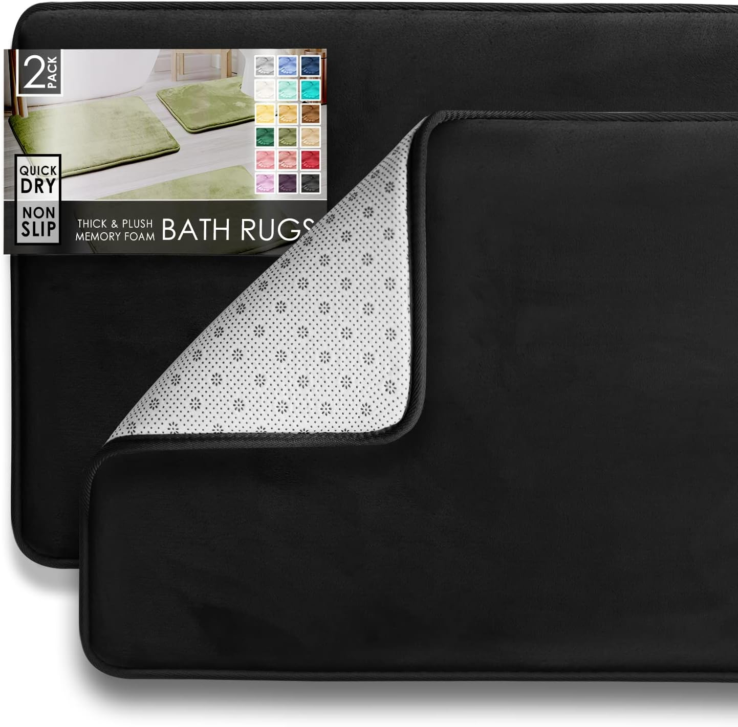 Clara Clark Bathroom Rugs, Velvet Memory Foam Bath Mat, Non-Slip, Machine Washable Bath Rugs - Dries Quickly, Ultra Soft Plush Bath Mats for Bathroom, 17 X 24, Grey