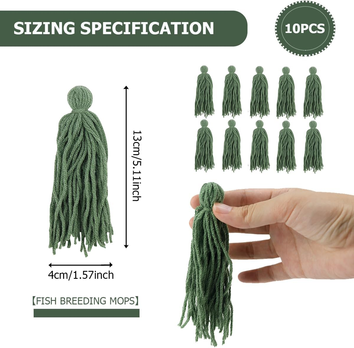 10PCS Fish Spawning Mops Fish Tank Spawning Mop Bionic Water Plants Fake Aquarium Plants Bunched for Egg Laying Aquatic Pet Breeding Mop Safe Baby Fish Hideout Decorative Aquarium Grass