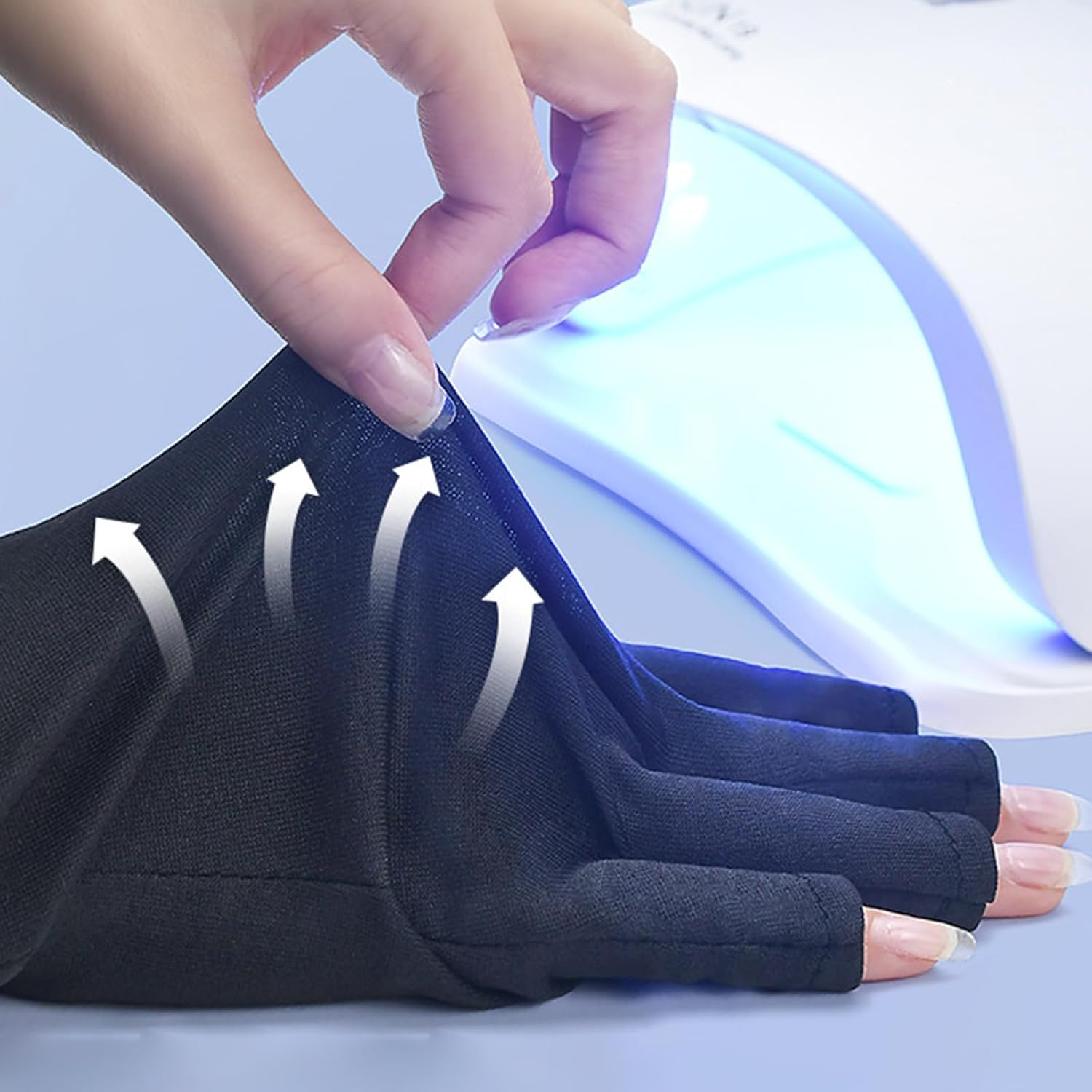 2Pack Uv Gloves for Nails, Breathable and Comfortable anti Glove for Gel Nail Lamp,Uv Protection Gloves ，Applicable to Hands Away from the Heat of High-Powered Nails Lamps image number 1