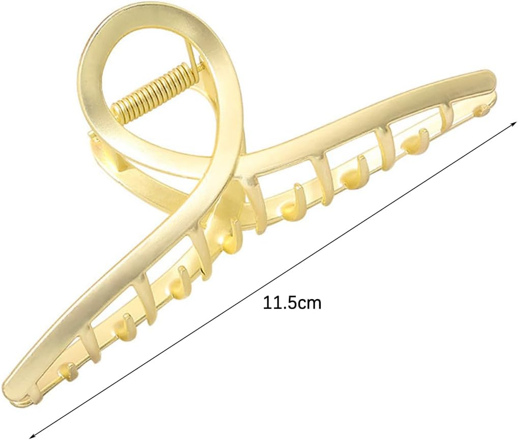 2 PCS NUZAMAS Metal Hair Clips 4.5 Inch Large Hair Clips Non-Slip Claw Clip Wedding Hair Clips Bride Hair Accessories for Women and Girls (Matte Gold and Matte Silver) image number 3