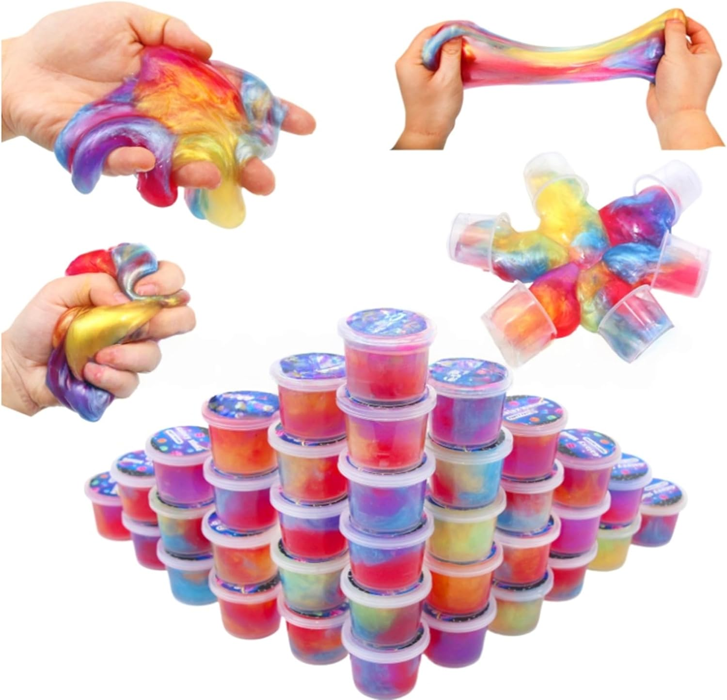 Anfylife 36 Packs Galaxy Slime Cups for Party Favors｜Sensory Toys for Stress Relief｜Non-Sticky & Non-Toxic,Birthday Halloween Gifts,Classroom Reward image number 3