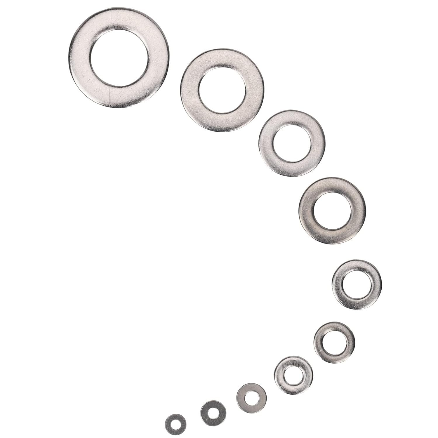 MEZOKUCEL 580PC 304 Stainless Steel Flat Washer, 9 Size Washers Assortment Kit (M2 M2.5 M3 M4 M5 M6 M8 M10 M12) for General Manufacturing, Maintenance and Repair (580PC)