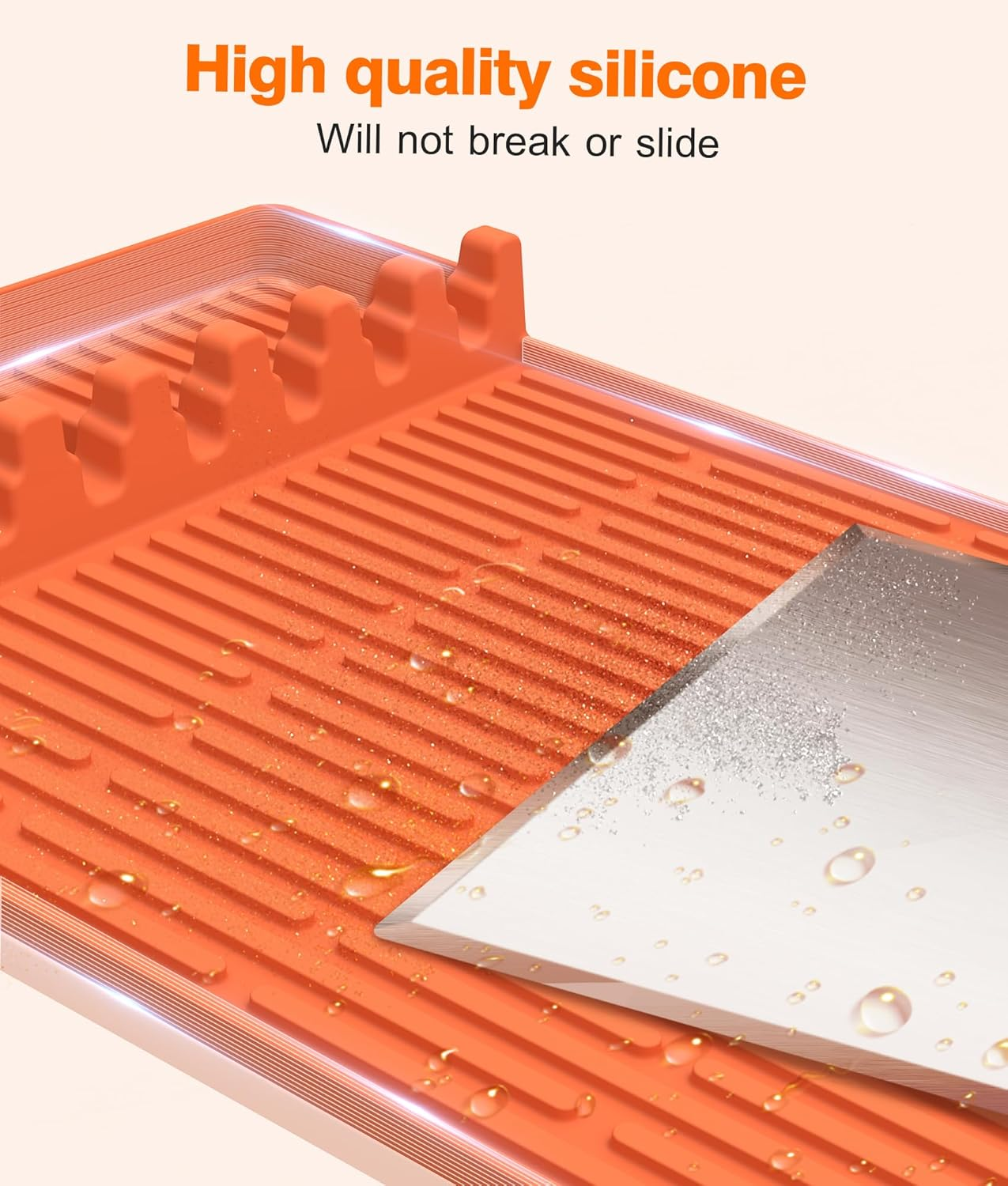 Silicone Griddle Tools Mat for Blackstone - Large Silicone Spatula Mat with Drip Pad - Griddle Mats BBQ Grill Accessories - Side Shelf Mats Grill Pad for Blackstone Griddles Accessories (Orange) image number 3