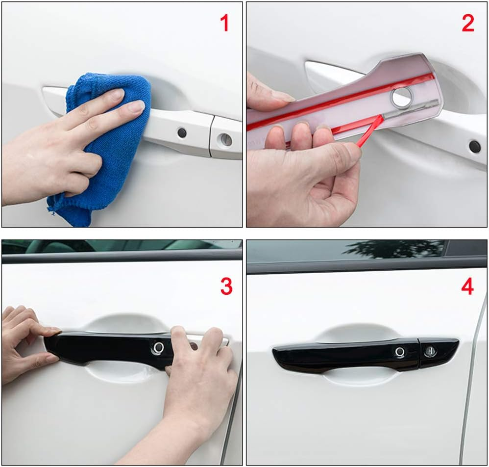 Exterior Door Handle Cover Trim for Honda Civic 10Th Gen Accessories 2016 2017 2018 2019 2020 2021 with Smart Keyhole (Glossy Black) image number 5