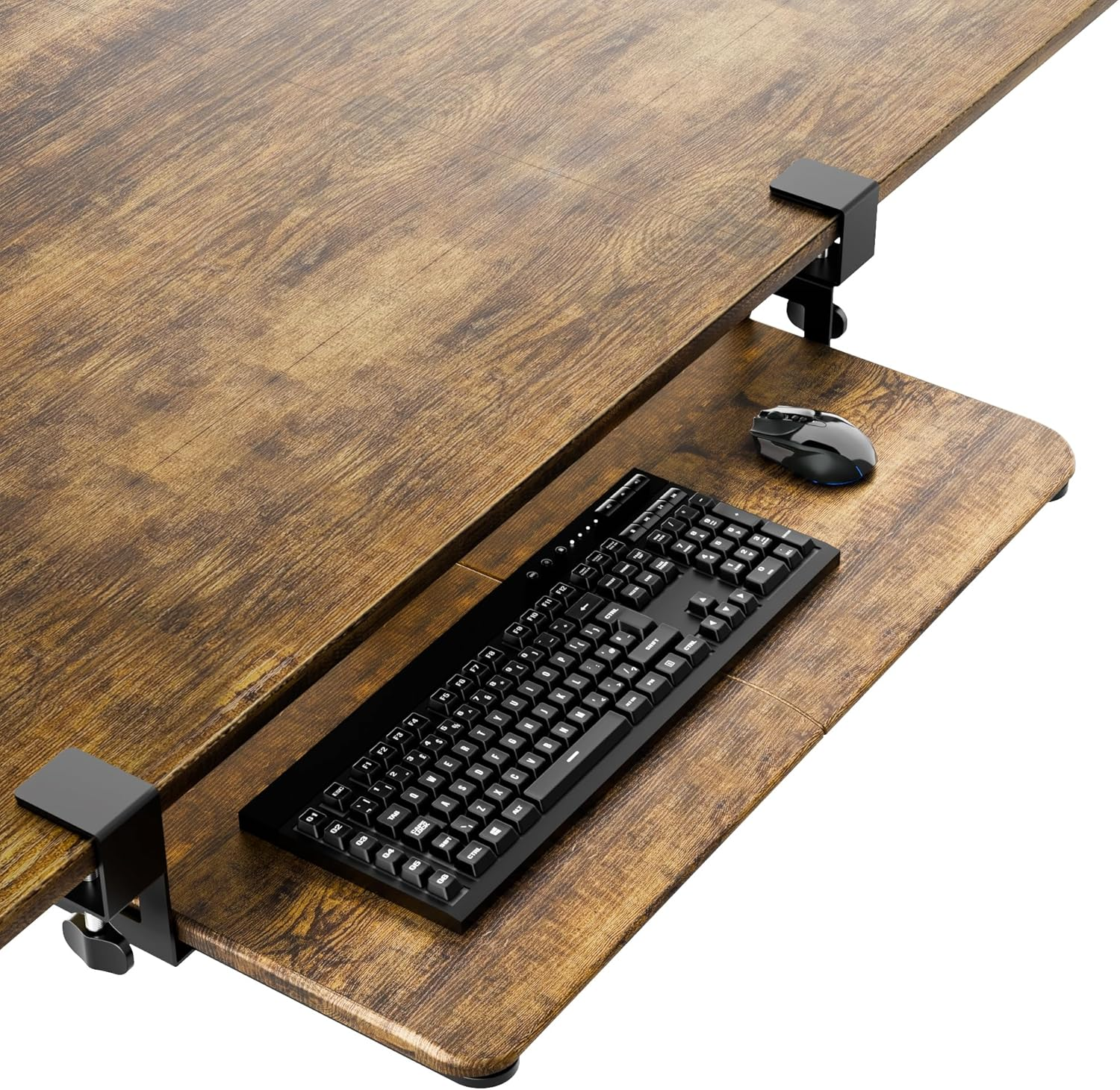 ERGOMAKER Keyboard Tray under Desk, Small Computer Desk with Keyboard Tray 25.6" X 11.8" Steady Slide-Out Computer Drawer for Typing, Black