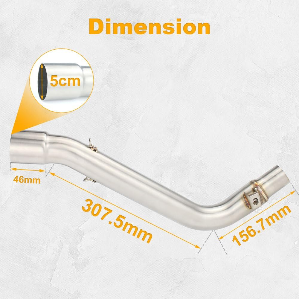 Motorcycle Exhaust Muffler Middle Link Pipe, Stainless Steel Exhaust Middle Pipe Compatible with DR650 SE 1996-2024 image number 1