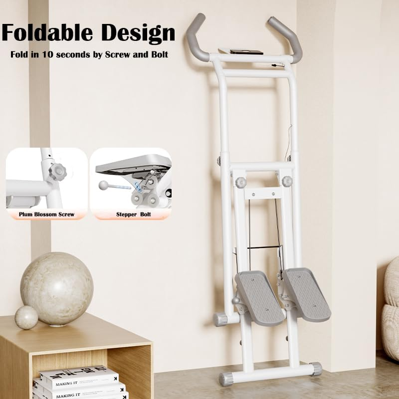 Stair Stepper Folding Vertical Aerobics Appliances Exercise Climber for At-Home Workouts Total Body Exerciser with Handle 242LBS Load with Pedal/Stand/Cup Holder, Step Angle Adjustable image number 3