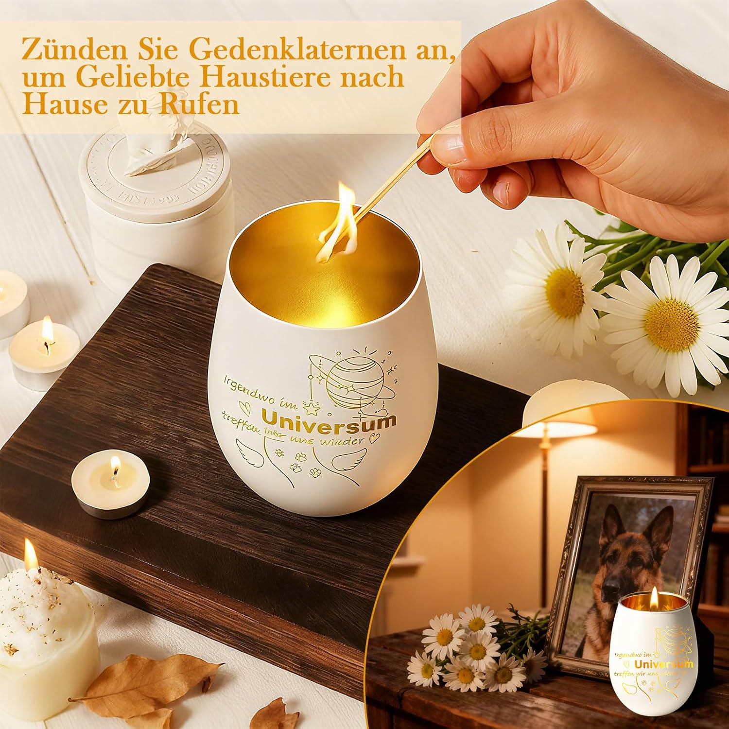 White Mourning Light with Engraving, Sympathy Gifts for Animal Owners, Funeral Candle for Deceased Pets, Funeral Candles with Saying, Comfort Gifts for Pet Owners, Mourning Decoration Grave Lights For image number 1