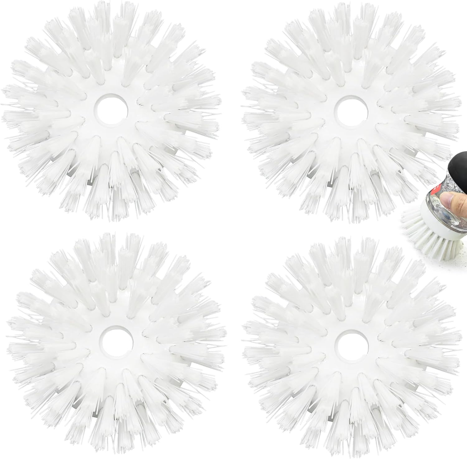 Palm Brush Refills for OXO Soap Dispensing Dish Brush - 4 Pack Cleaning Replacement Brush Head for OXO Palm Brush(White) image number 1