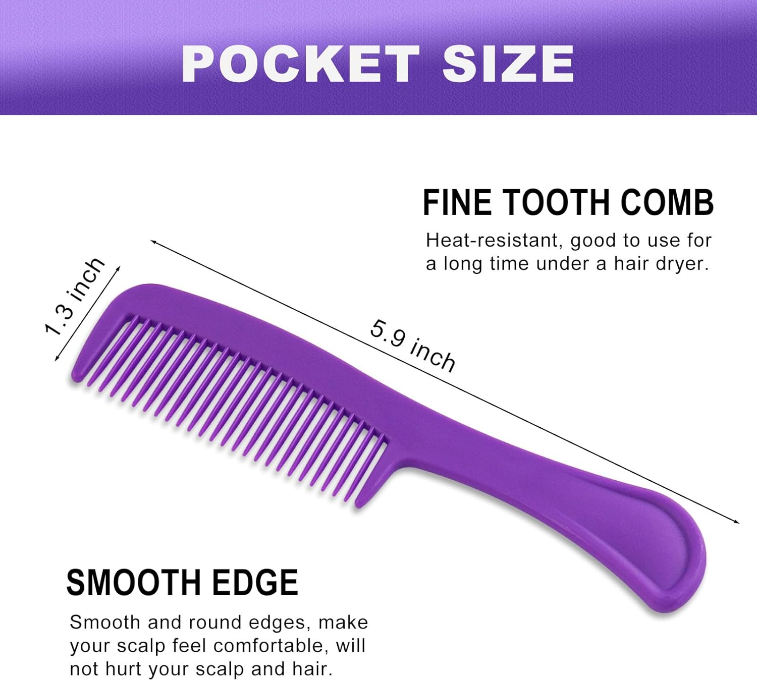 Hqslsund 100Pcs Combs in Bulk Individually Wrapped, Colorful Hair Combs, Bulk Combs for Homeless Individually Wrapped for Women,Kids,Hotel,Airbnb,Shelter/Homeless(Black,Yellow,Pink,Blue,Purple) image number 2