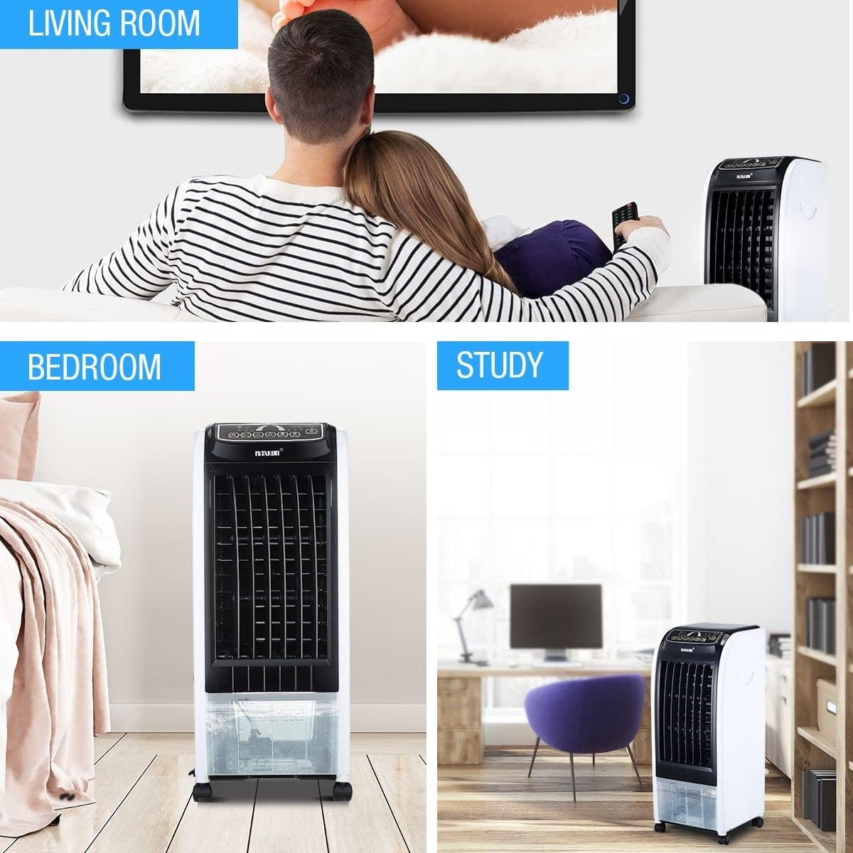 MAXKON 7L Portable Air Conditioner,Evaporative Air Cooler Fan with 3 Modes Black for Home, Office, Study Room, Shops image number 2