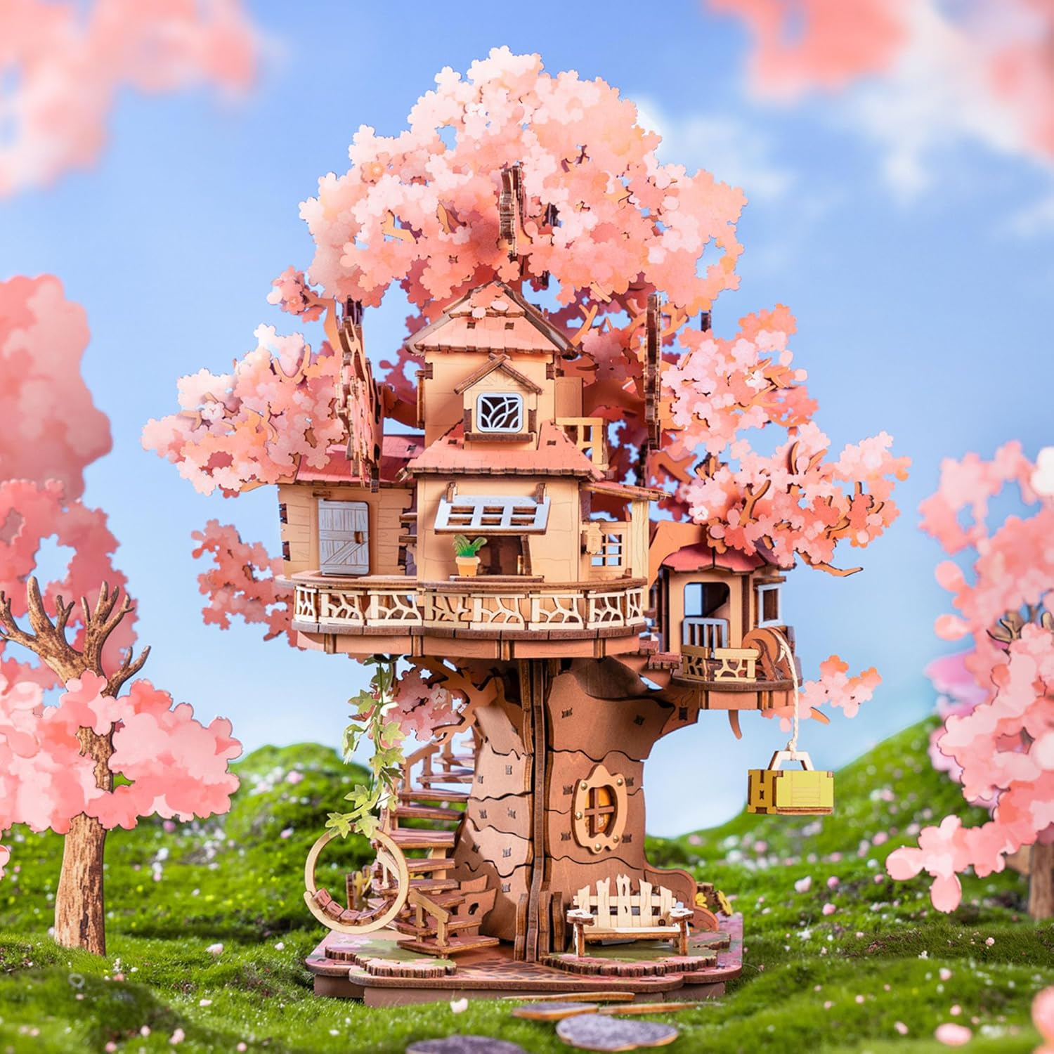 Rolife 3D Puzzles for Adults, Cherry Blossom Bonsai Tree Plants, Japanese Sakura Tree House Flowers Building Set for Adults for Table Toys & Home Decor, Creative Birthday Girls&Boys (535 PCS) image number 3