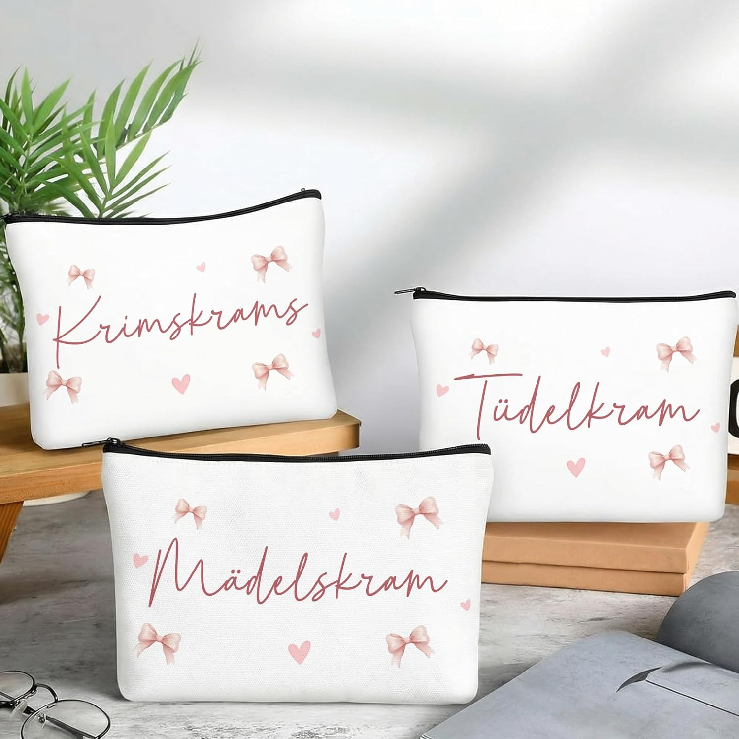 Geiserailie 3 Pieces Trousse De Maquillage Petite Trousse De Toilette Avec Inscription Zipp&eacute;e Portefeuille De Voyage Pour Femmes Et Filles, Cosmetic Bag1, Cosmetic Bag1