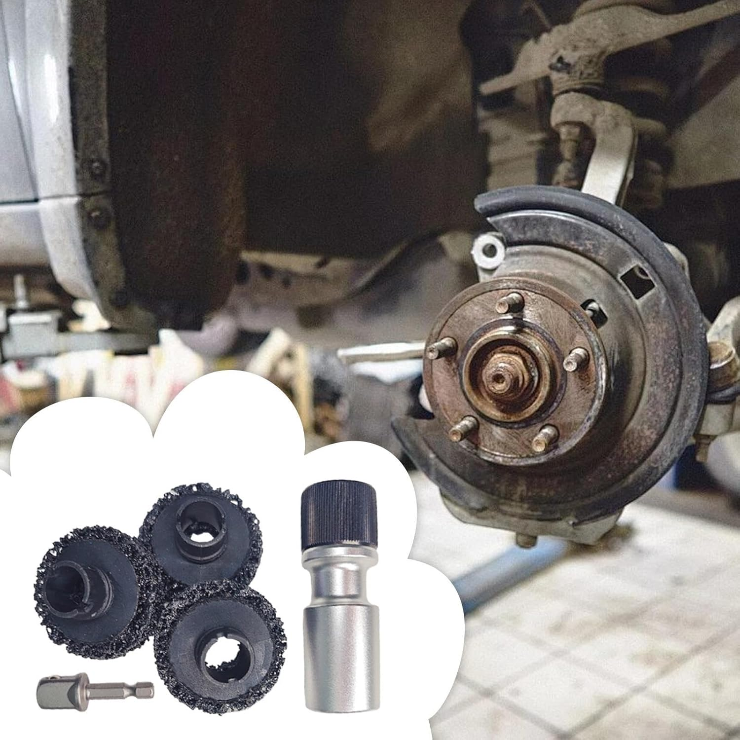 Jvjggag Hub Cleaner, Hub Rust Care Removal, Rotary Wheel Axle Head Rust Removal Tool for Vehicle, Outdoors, Garage, Motorcycle, Truck, Automotive image number 5