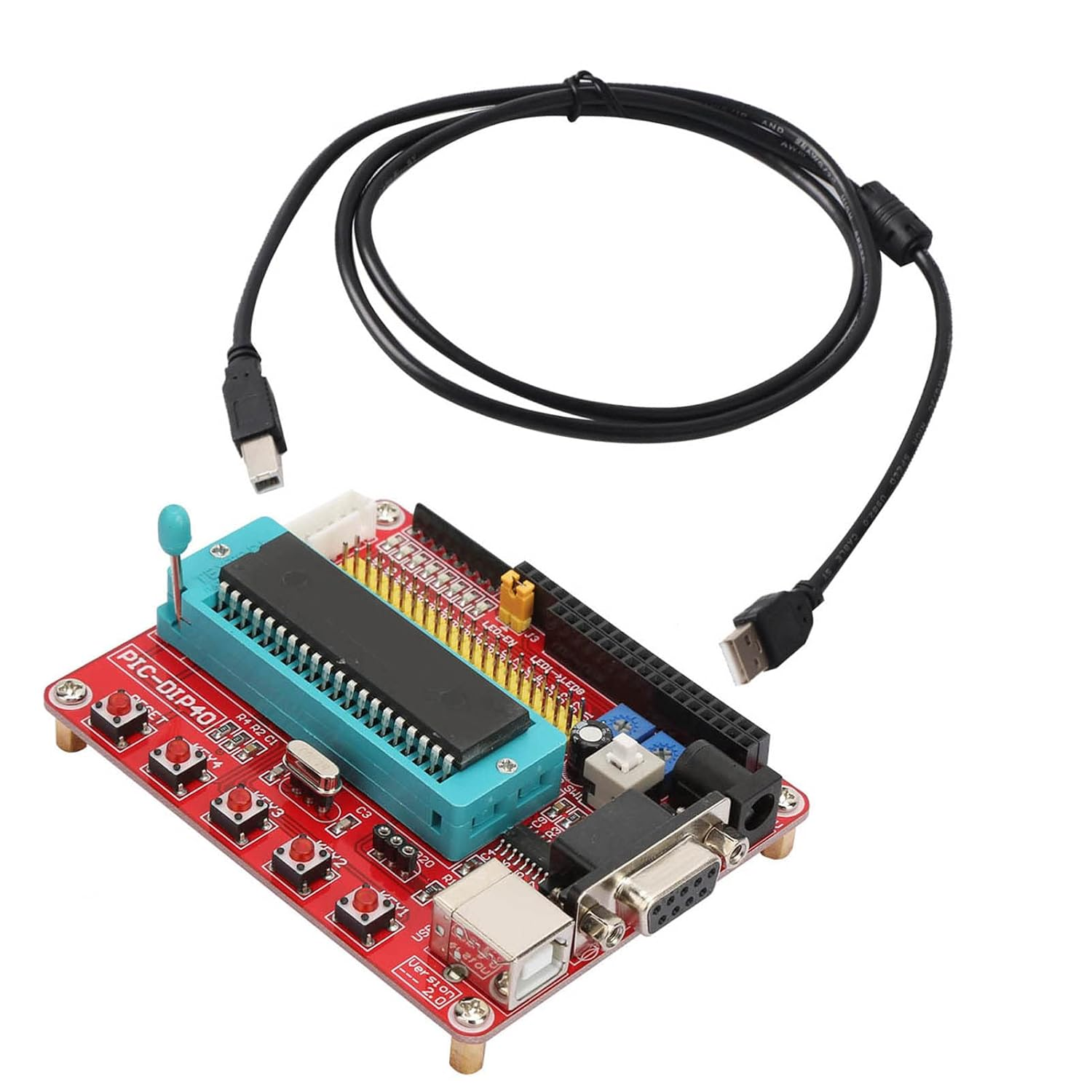 Pic16F877A Pic Programmer Kit, Microchip Learning Board, Pic16F877A Microcontroller Development Board with Rs232 Interface image number 1