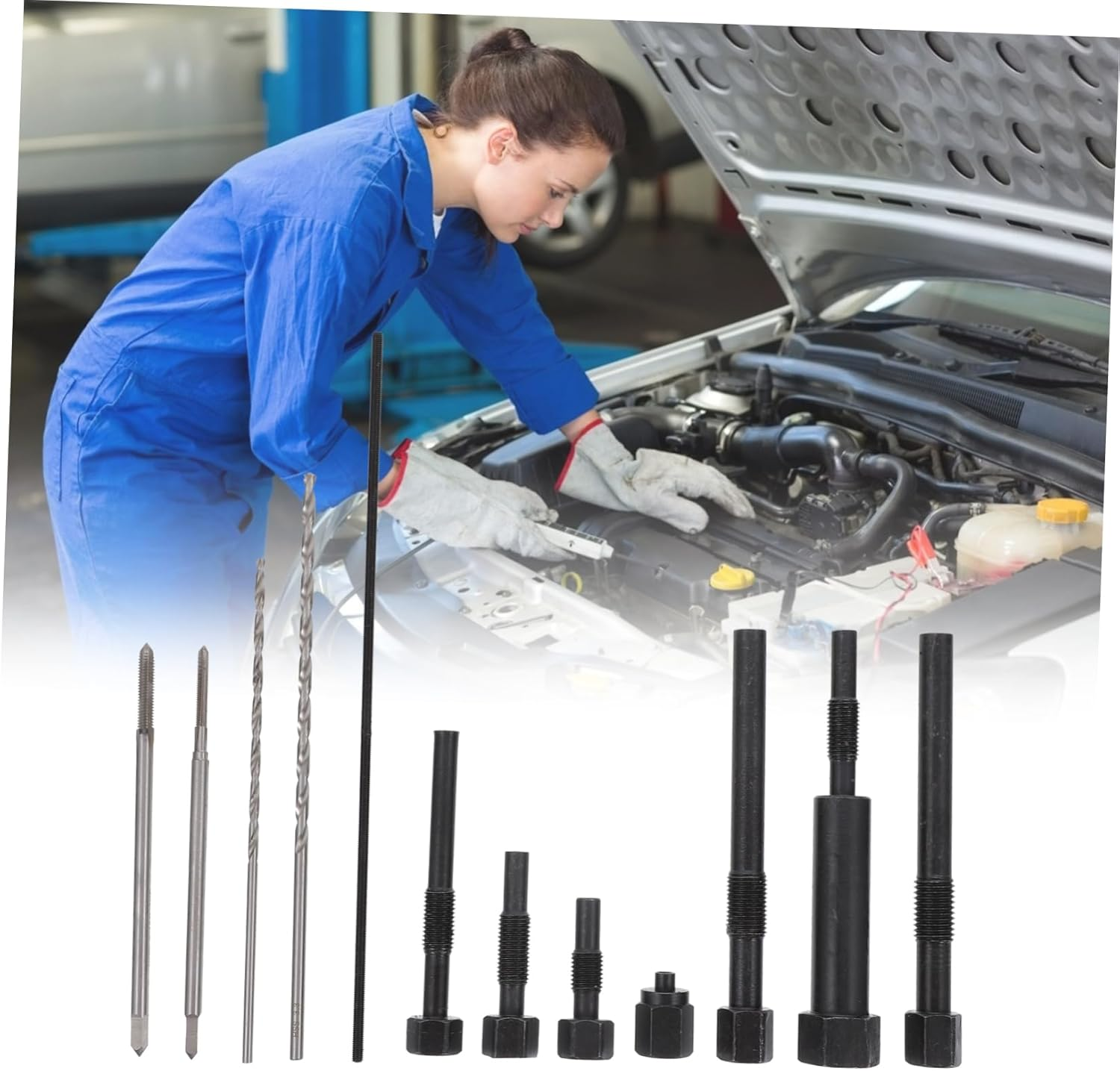 Anneome Glow Plug Repair Tool Kit with Extracting Tool Set for Car Glow Plug Electrode Thread Restoration Automotive Puller Equipment for Mechanics and Car Maintenance image number 3