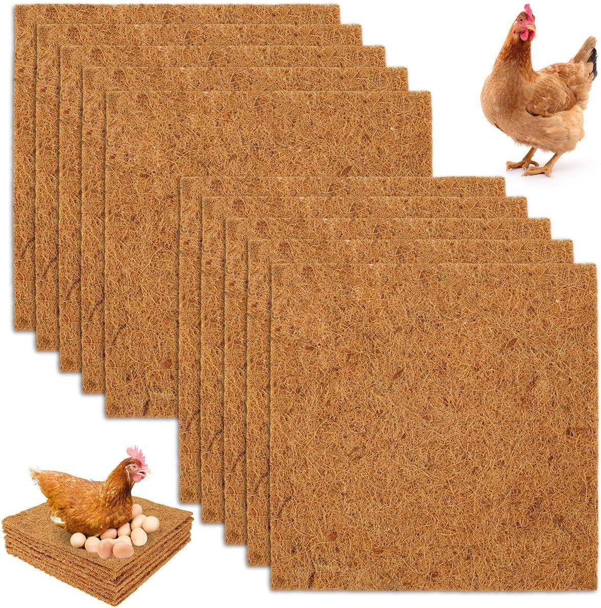 Chicken Nesting Pads Reusable Hens Nest Bedding Mats Natural Coconut Palm Hens Nesting Pad 30 * 30Cm Multifunctional Chicken Nesting Box Liners for Hen Laying Eggs (10) image number 3