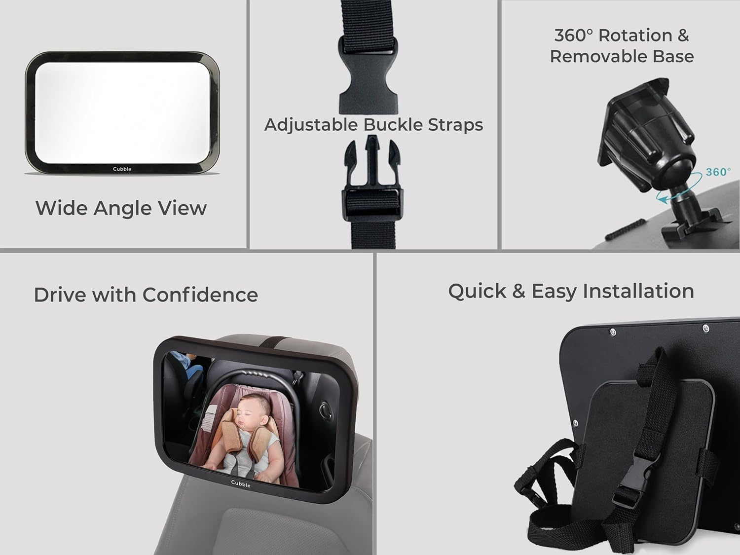 XL Baby Car Mirror &ndash; 30X19Cm Rear-Facing View &ndash; Shatterproof, Wide Angle, Easy-Install &ndash; Infant Safety Mirror for Back Seat