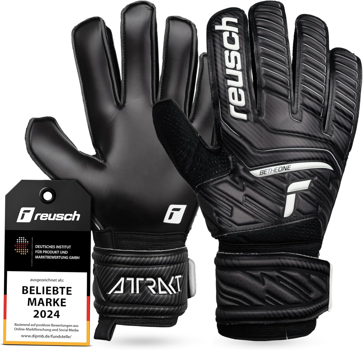 Reusch Men'S Attrakt Unisex Goalkeeper Gloves with Outseam Cut and Solid Coating, Suitable for All Playing Field Surfaces, Football Gloves for Adults