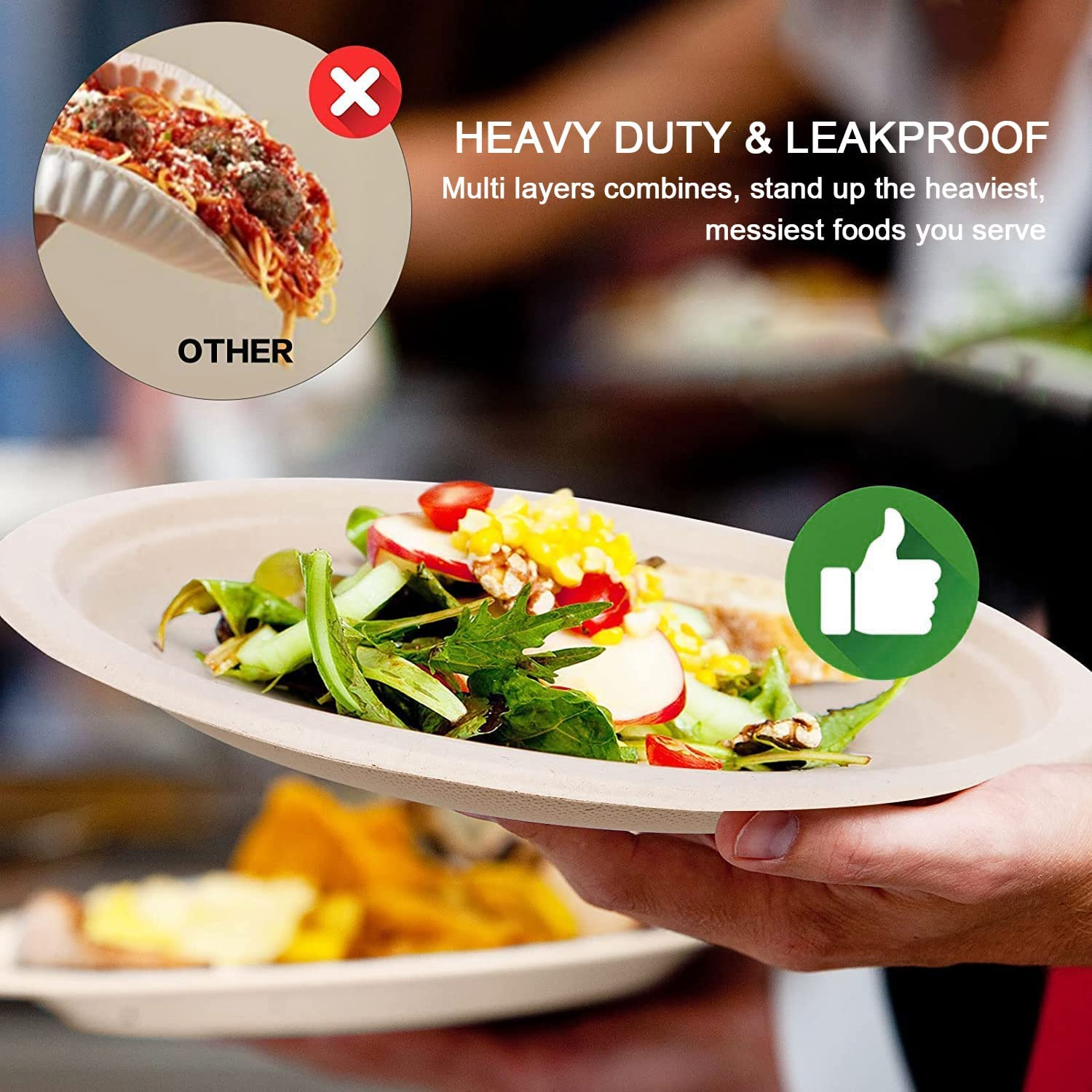 23 Cm Paper Plates, 125 Pack Disposable Plate, 100% Compostable Lunch or Dinner Size Biodegradable Plate image number 3