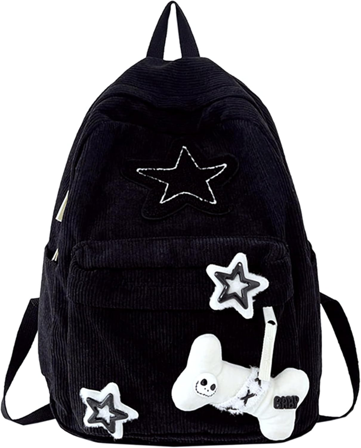 YWOIHL Y2K Star Backpack Kawaii Corduroy Aesthetic Bag Teen Girls Cute Daypack Japanese Fluffy Bookbag
