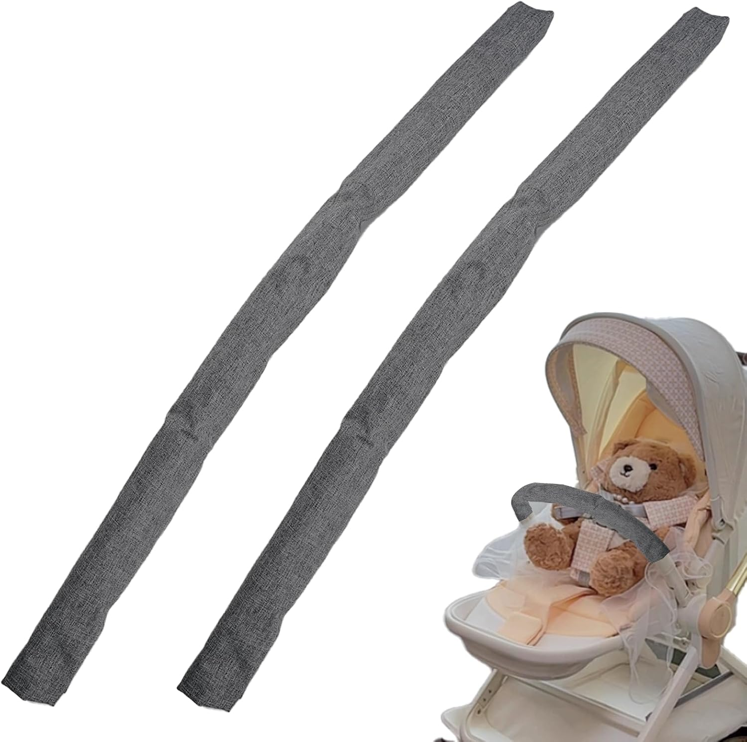 2PCS Stroller Bumper Bar Cover,Pushchair Armrest Handle Protector Cover,Handlebar Cover Replacement Pram Bumper Dustproof Handle Gloves