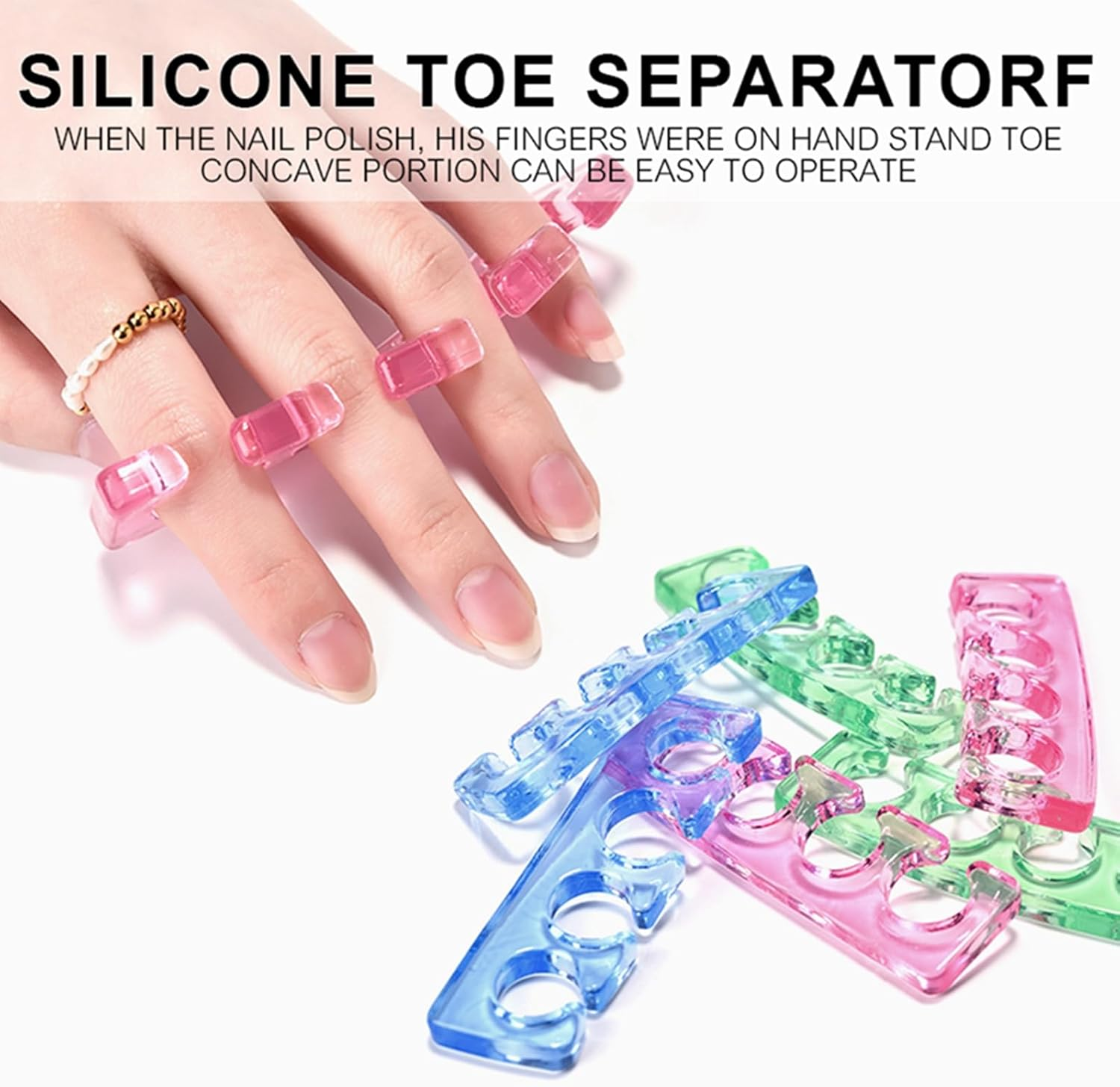 KADS Toe Separator Nail Art Toe Finger Dividers for Nail Polish Repeatable Washable Toenail Separator Soft Pedicure Manicure Tool for Nail Salon & Home Use (Pink) - Blue image number 3