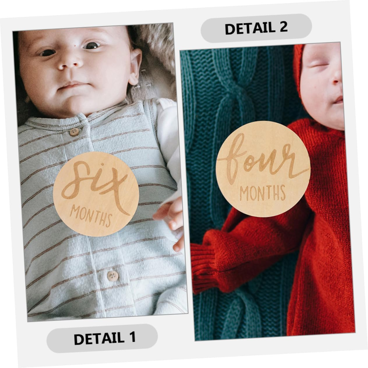 12Pcs Wooden Monthly Milestone Cards for Growth Milestone Signs Keepsake for Newborn Photoshoot image number 4