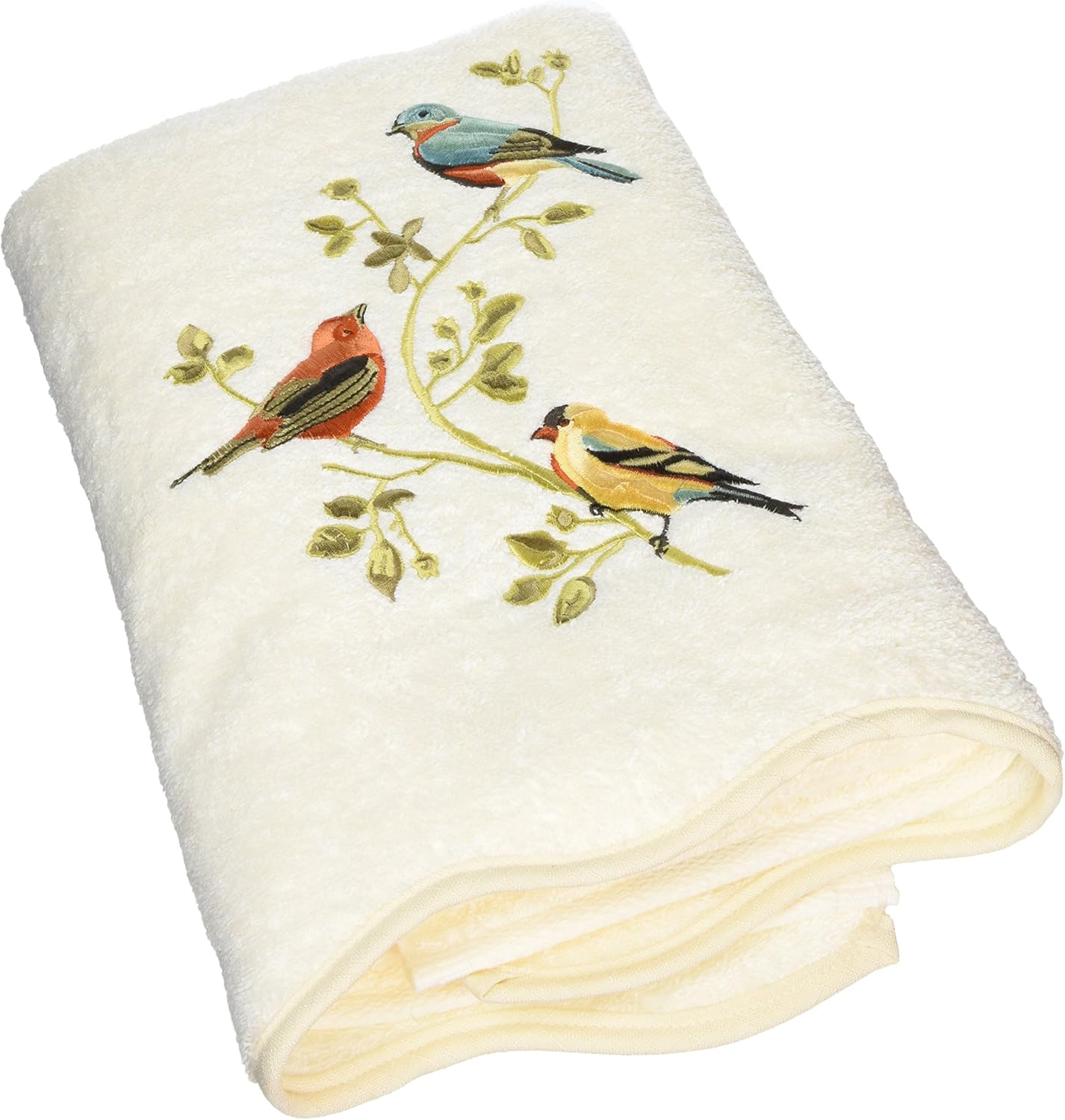 Avanti Linens - Hand Towel, Soft & Absorbent Cotton Towel (Premier Songbirds Collection, Ivory) image number 3