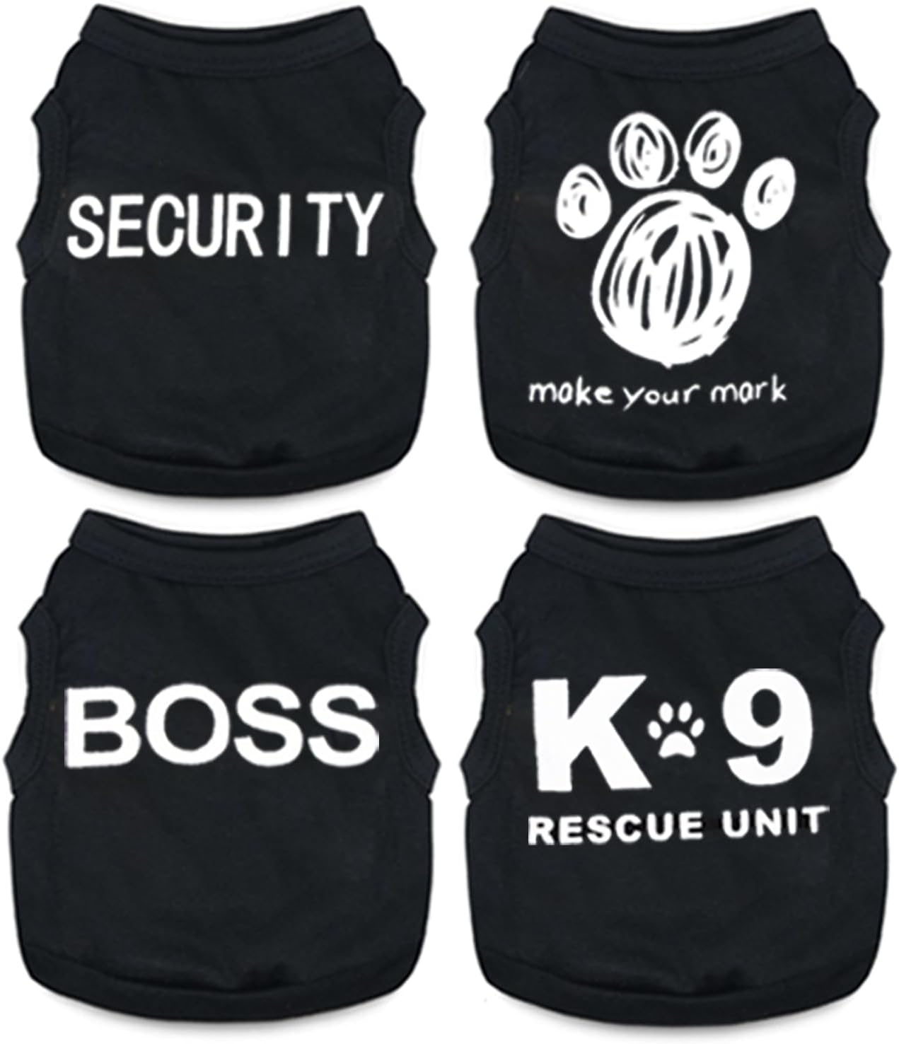 4-Pack Dog Clothes for Small Dogs Boy Male Summer Black Letter Security Puppy Shirts Cute Cool Breathable Clothes for Chihuahua Yorkie Shih Tzu Dachshund Pet Cat Outfit Clothing, Medium image number 5