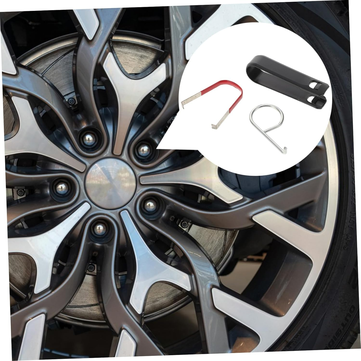 PENIKOKO 3Pcs Wheel Hub Lug Nut Cover Removal Tool Hook Car Hubcap Removal Sturdy and Comfortable Automotive Maintenance image number 4