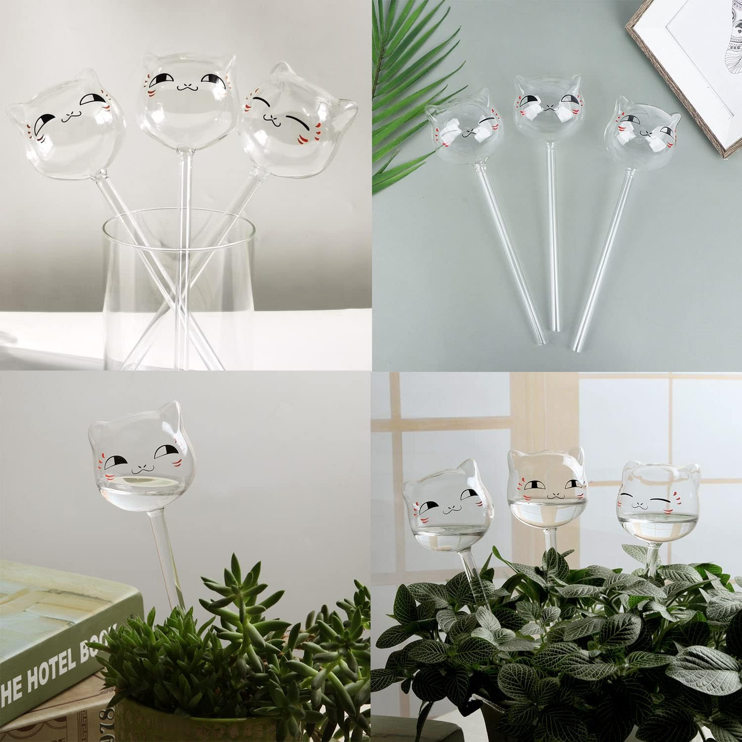 Paifeancodill 3 Pcs Plant Waterer, Self Watering Spikes, Self Watering Globes, Plant Watering Globes, Cat Shape Glass Automatic Watering Bulbs, Self-Watering Device for Indoor/Outdoor Plants (3 Cats) image number 3