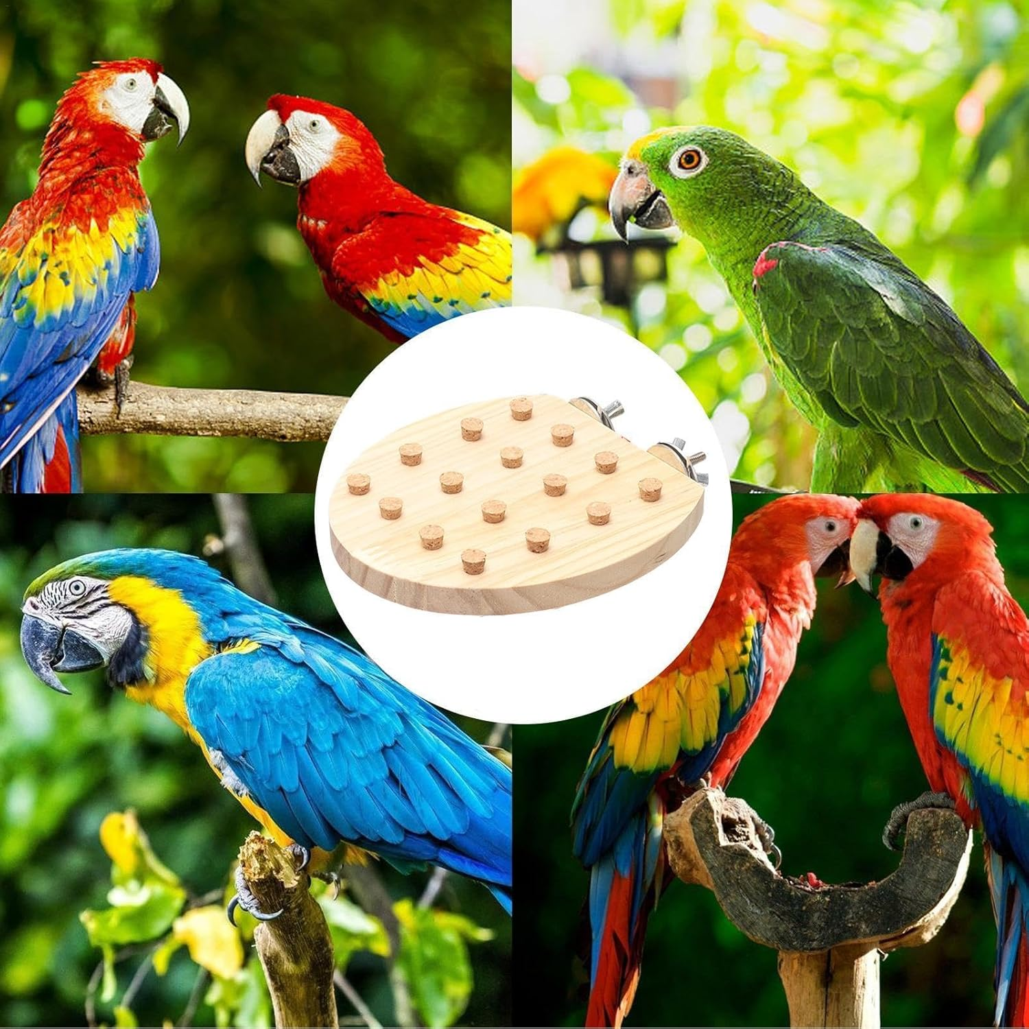 Parrot Toys for Large Birds | Chew Block Wear-Resistant Parrot Puzzle Toys - Compact Wooden Board Bird Playground for Anchovies Parakeets - Rectangular Large image number 7